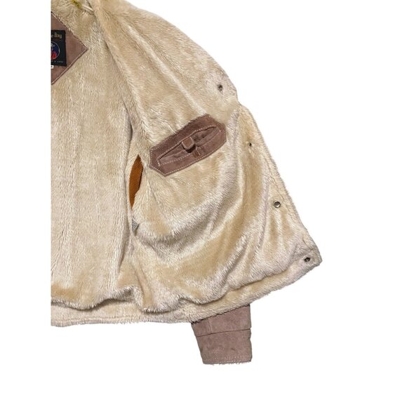 Vintage Grande Bay Suede Trucker Jacket 44 Sherpa Faux Fur Lined Western Cowboy - Picture 9 of 15